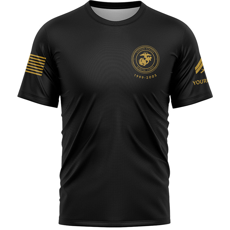 Custom Black American Flag Military Veteran Name T-Shirt