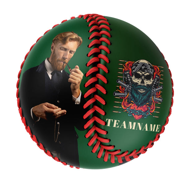Custom Light Khaki Arms Skull Photo Baseballs