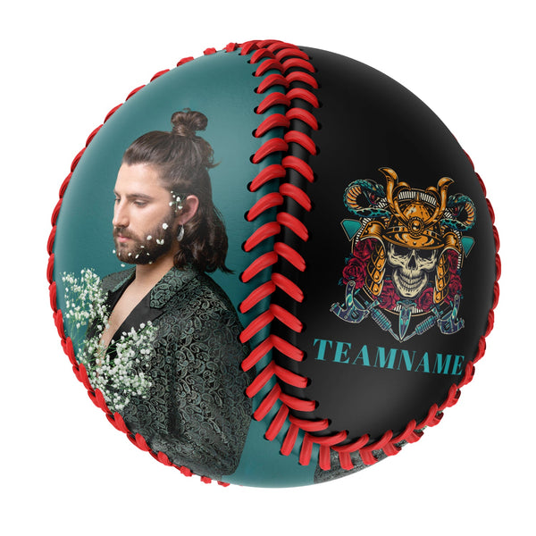 Custom Black Ghost Samurai Skull Photo Baseballs