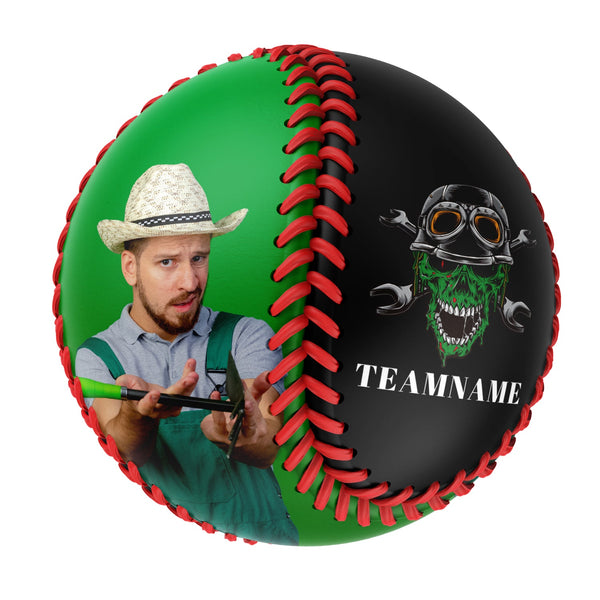 Custom Black Wrench Skull Photo Baseballs