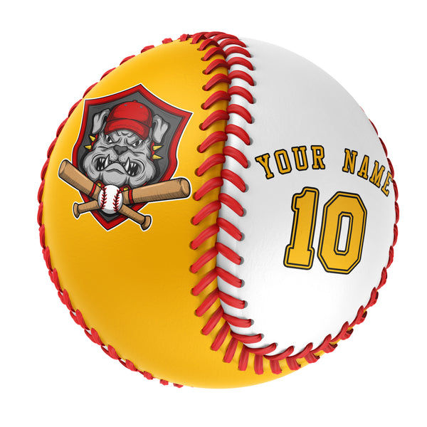 Custom Gold White Half Leather Gold Authentic Baseballs