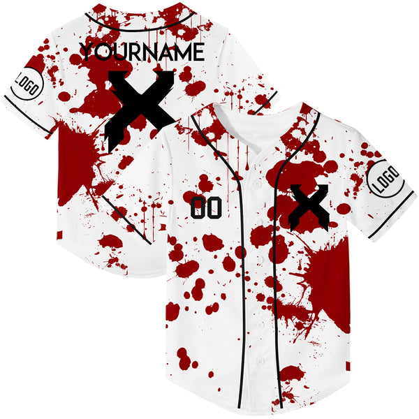 Custom White Blood Baseball Jersey Rave For EDM EDC Festivals