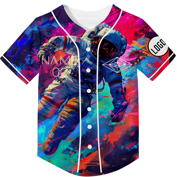 Custom Tie-dye Astronaut Rave Baseball Jersey For EDM EDC Festivals
