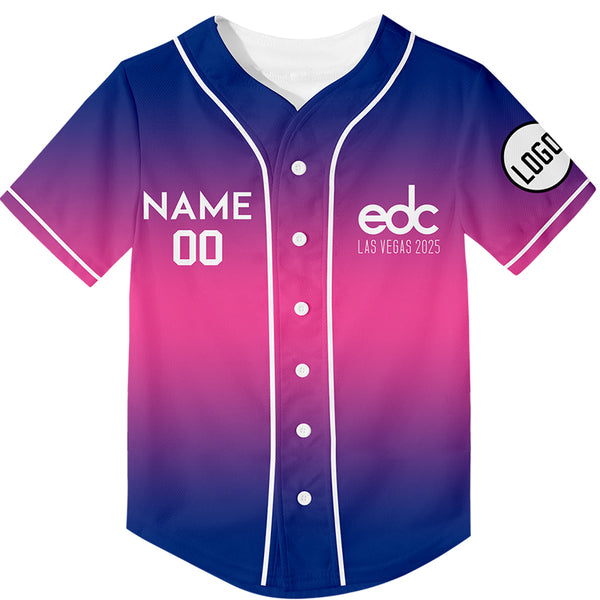 Custom Royal Pink EDC Las Vegas 2024 Rave Baseball Jersey For EDM EDC Festivals