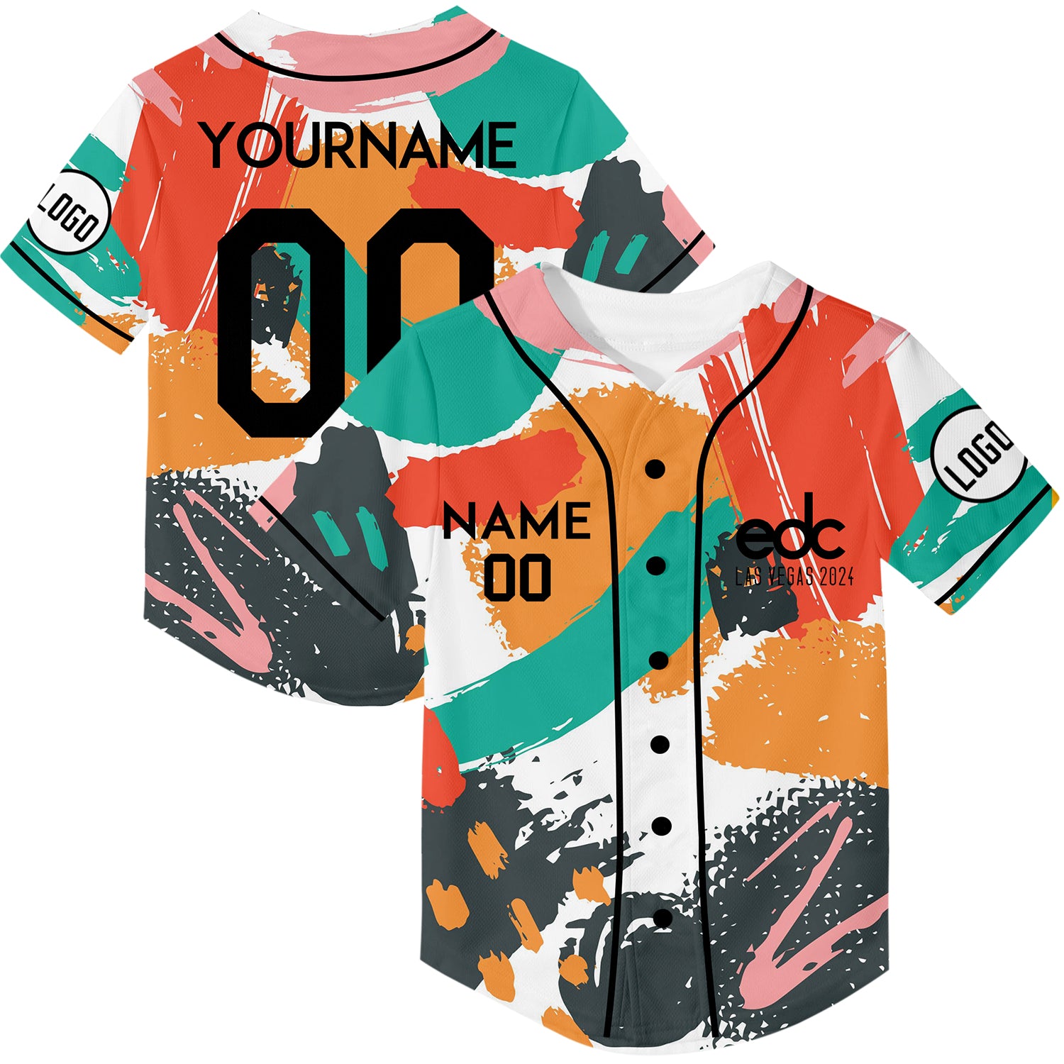 Custom Graffiti EDC Las Vegas 2024 Rave Baseball Jersey For EDM EDC Fe
