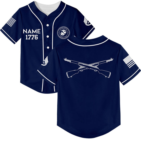 Custom Navy U.S Marine Corps Military Rank Veteran Name Baseball Jersey