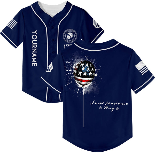 Custom Navy Military Rank Name Independence Day Baseball Jersey