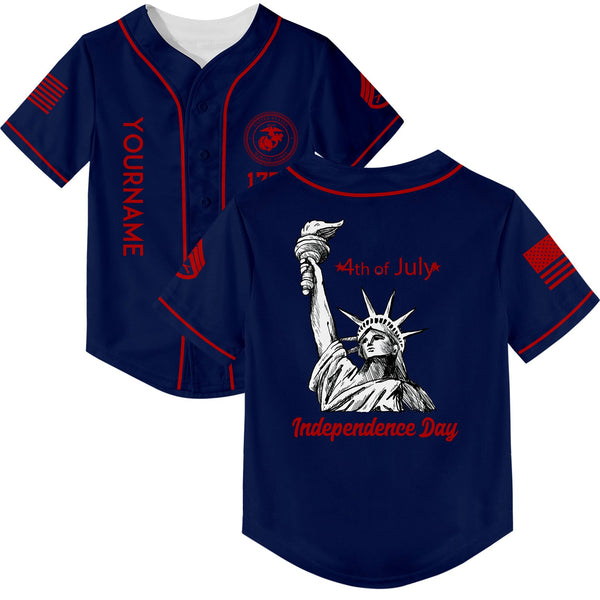 Custom Navy The Statue of Liberty 4th Of July Military Rank Name Independence Day Baseball Jersey