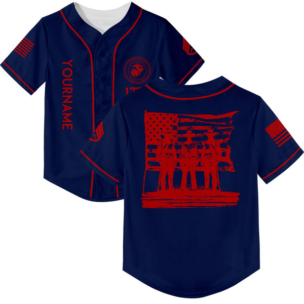 Custom Navy American History Flag Military Rank Name Independence Day Baseball Jersey
