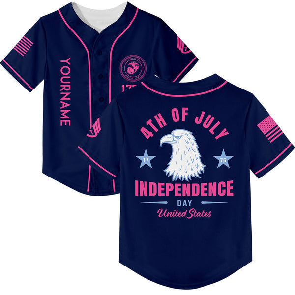 Custom Navy Eagle 4th Of July Military Rank Name Independence Day Baseball Jersey
