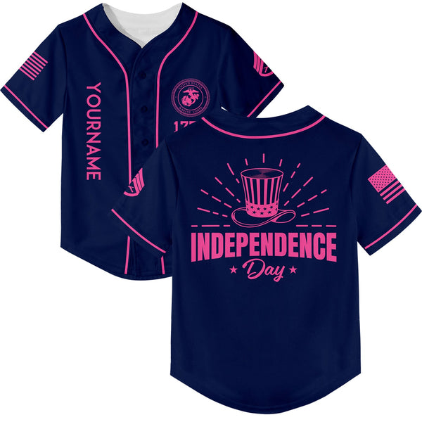 Custom Navy Magic Hat Military Rank Name Independence Day Baseball Jersey