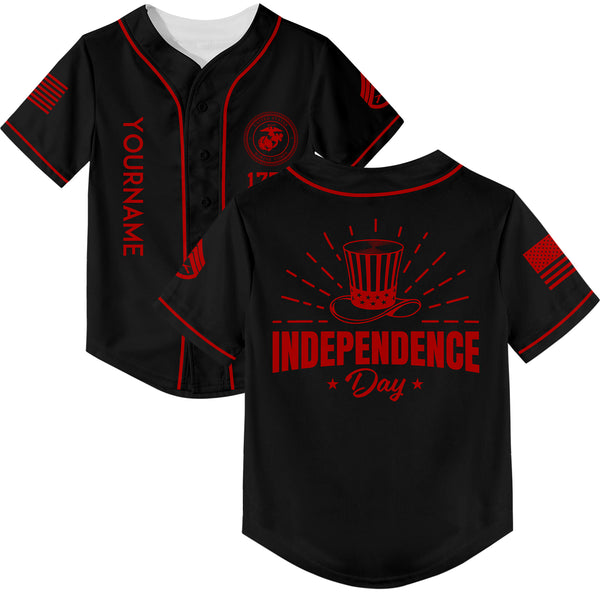 Custom Black Magic Hat Military Rank Name Independence Day Baseball Jersey