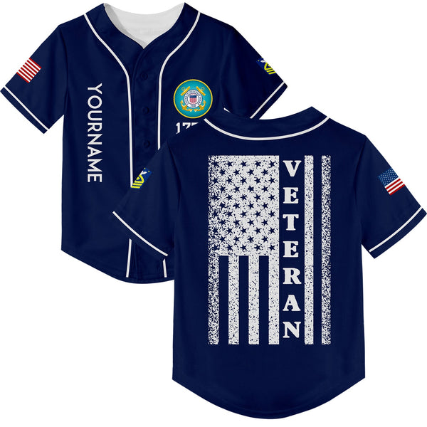 Custom Navy 1776 American Flag Military Rank Name Veterans Day Baseball Jersey