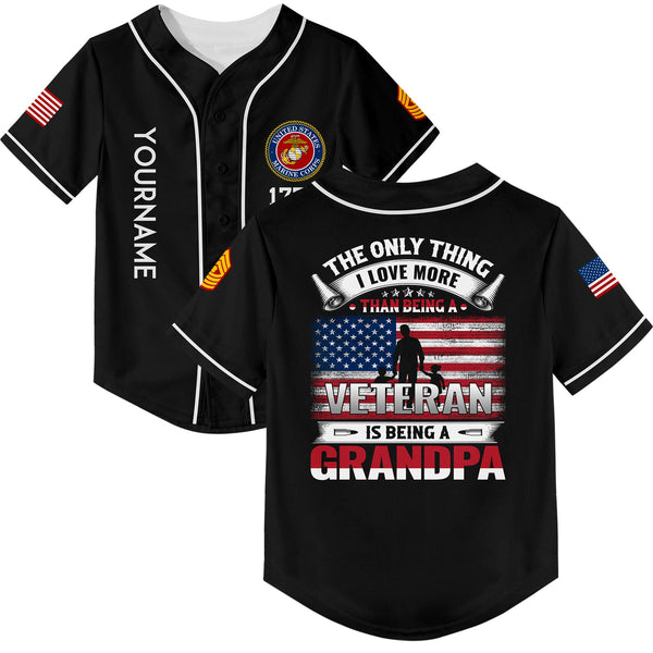 Custom Black The Only Thing I Love More 1776 Flag U.S Marine Corps Military Rank Name Veterans Day Baseball Jersey | Father's Day Gifts