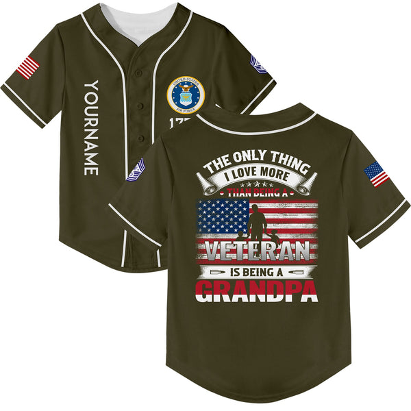 Custom Olive The Only Thing I Love More 1776 Flag U.S Air Force Military Rank Name Veterans Day Baseball Jersey | Father's Day Gifts