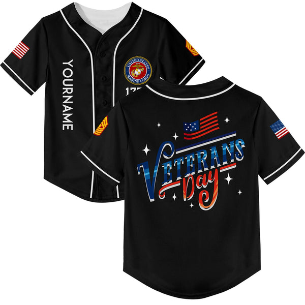 Custom Black 1776 Flag U.S Coast Guard Military Rank Name Veterans Day Baseball Jersey | Father's Day Gifts