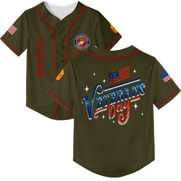 Custom Olive 1776 Flag U.S Coast Guard Military Rank Name Veterans Day Baseball Jersey | Father's Day Gifts