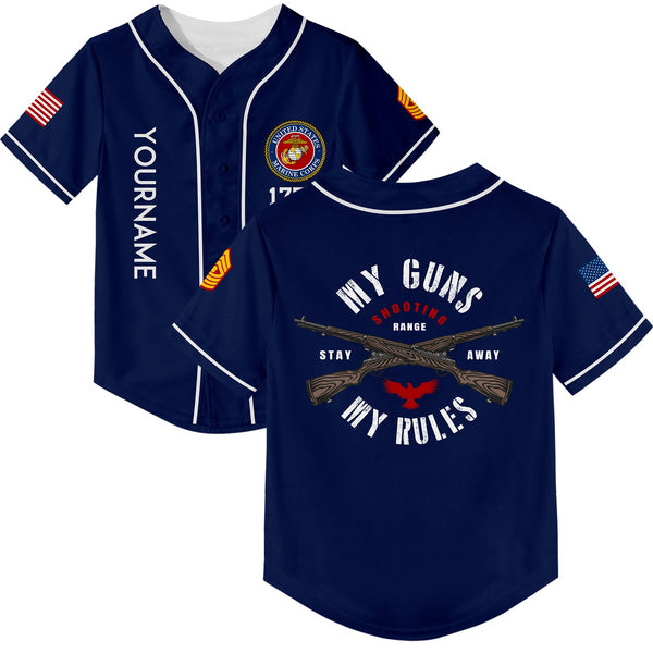 Custom Navy Eagle My Rules 1776 U.S Marine Corps Military Rank Name Baseball Jersey