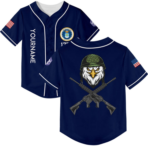 Custom Navy Eagle 1776 U.S Air Force Military Rank Name Baseball Jersey