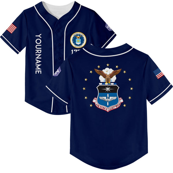 Custom Navy Fighter 1776 U.S Air Force Military Rank Name Baseball Jersey