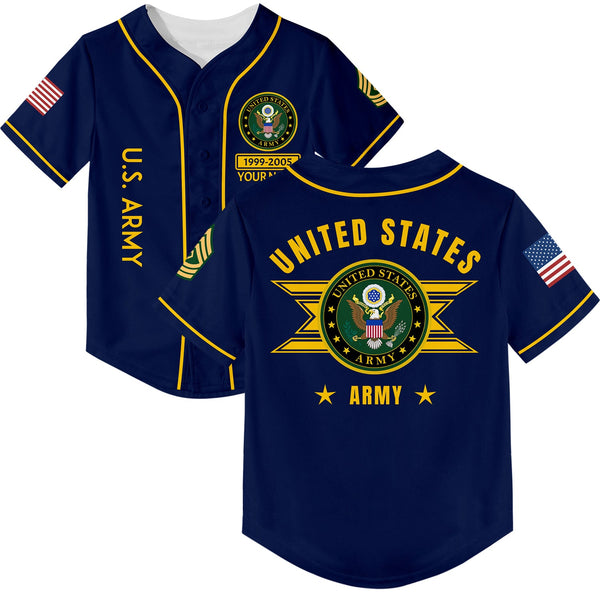 Custom Navy U.S Army Military Rank Name Baseball Jersey