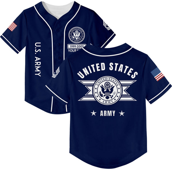 Custom Navy U.S Army Military Rank Veteran Name Baseball Jersey