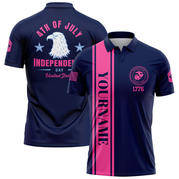 Custom Navy Eagle 4th Of July Military Rank Name Independence Day Golf Polo Shirt