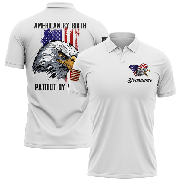 American By Birth Patriot By Choice Custom White American Patriot Name Golf Polo Shirt