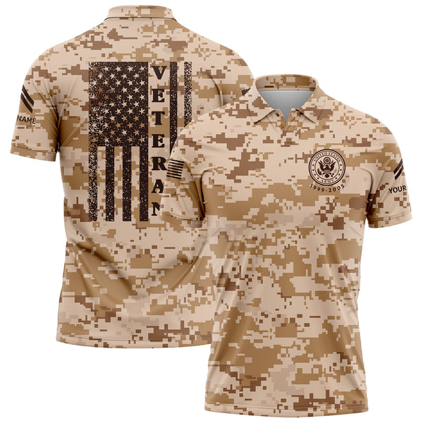 Custom Camo 1776 American Flag U.S. Army Military Corporal Rank Name Veterans Day Golf Polo Shirt | Father's Day Gifts