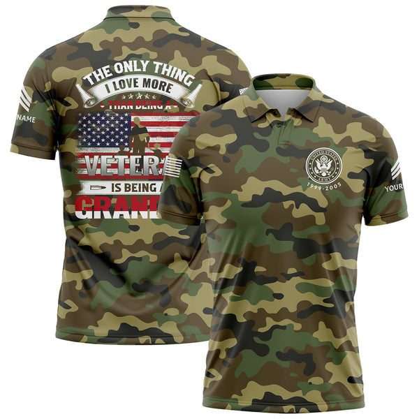 Custom Camo The Only Thing I Love More Flag U.S. Army Military Sergeant Rank Name Veterans Day Golf Polo Shirt | Father's Day Gifts