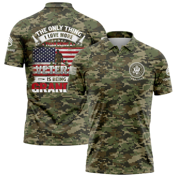 Custom Camo The Only Thing I Love More Flag U.S. Army Military Staff Sergeant Rank Name Veterans Day Golf Polo Shirt | Father's Day Gifts