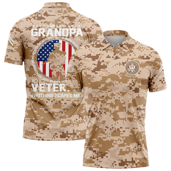 Custom Camo I'M A Dad Grandpa 1776 Flag U.S. Army Military Corporal Rank Name Veterans Day Golf Polo Shirt | Father's Day Gifts
