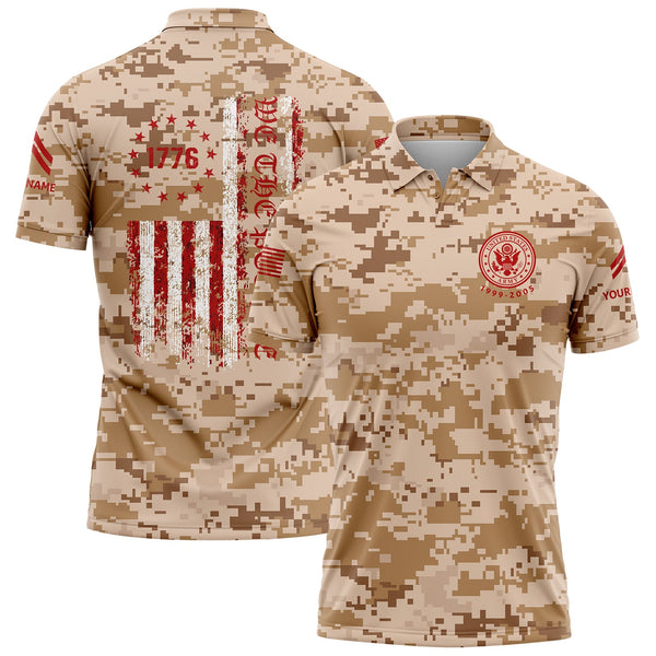 Custom Camo 1776 We The People Freedom American Flag U.S. Army Military Corporal Rank Veteran Name Golf Polo Shirt | Father's Day Gifts