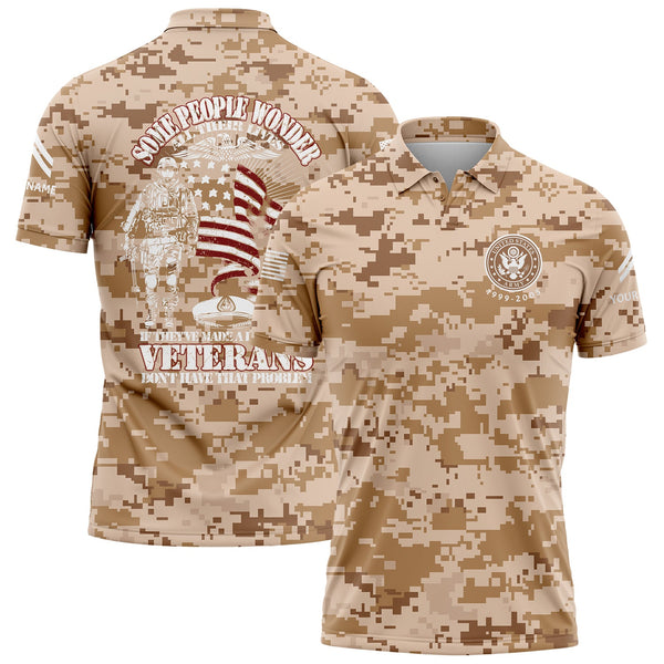 Custom Camo Some People Wonder All Their Lives If They've Made A Difference Veterans Don't Have That Problem Flag U.S. Army Military Corporal Rank Name Veterans Day Golf Polo Shirt | Father's Day Gifts