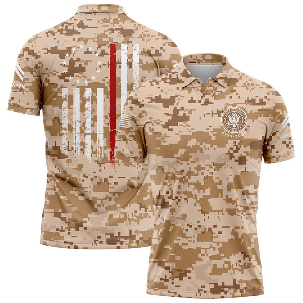 Custom Camo American Flag U.S. Army Military Corporal Rank Veteran Name Golf Polo Shirt | Father's Day Gifts