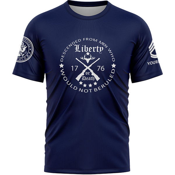 Custom Navy Descended From Men Who Would Not Beruled 1776 Military Rank Veteran Name T-Shirt