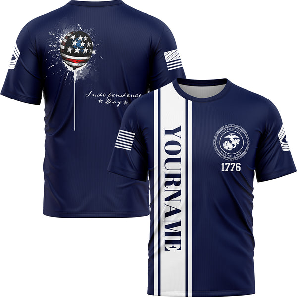 Custom Navy Military Rank Name Independence Day T-Shirt