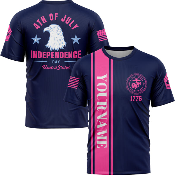 Custom Navy Eagle 4th Of July Military Rank Name Independence Day T-Shirt
