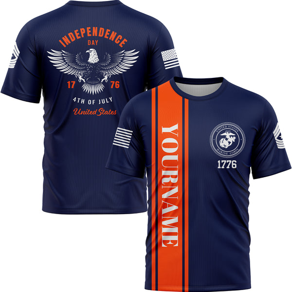 Custom Navy 1776 Eagle Military Rank Name Independence Day T-Shirt