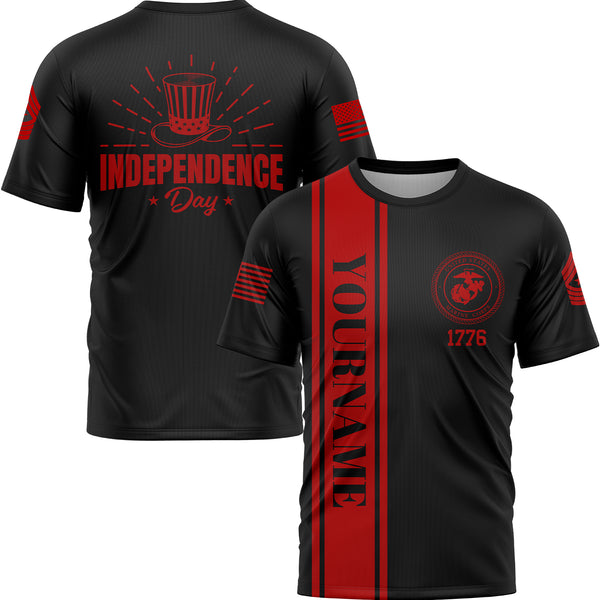 Custom Black Magic Hat Military Rank Name Independence Day T-Shirt