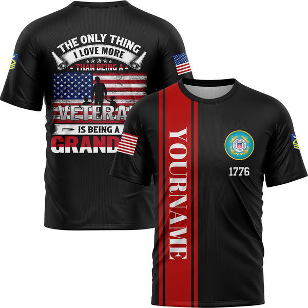Custom Black The Only Thing I Love More 1776 Flag U.S Coast Guard Military Rank Name Veterans Day T-Shirt | Father's Day Gifts