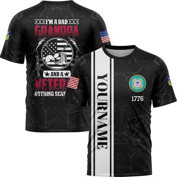 Custom Black Helmet 1776 Flag U.S Coast Guard Military Rank Name Veterans Day T-Shirt | Father's Day Gifts