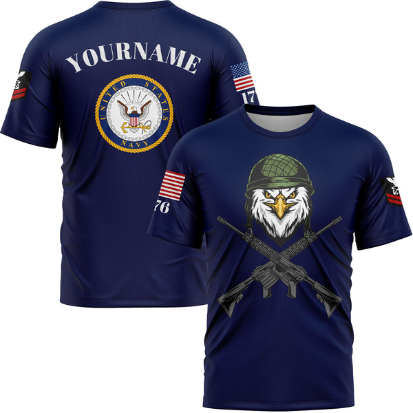 Custom Navy Eagle 1776 U.S Navy Military Rank Name T-Shirt
