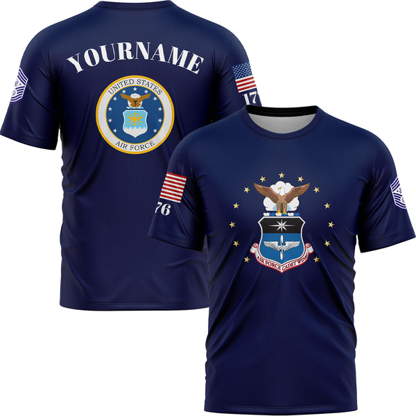 Custom Navy 1776 U.S Air Force Military Rank Name T-Shirt