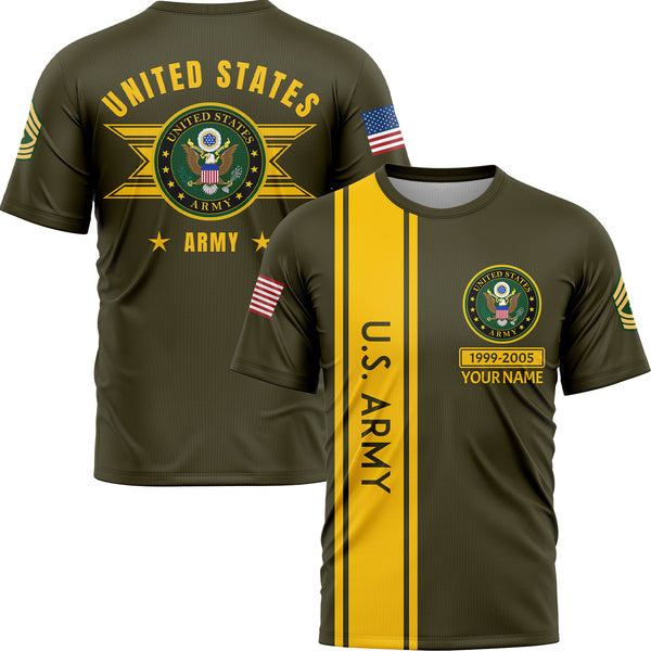 Custom Olive U.S Army Military Rank Name T-Shirt