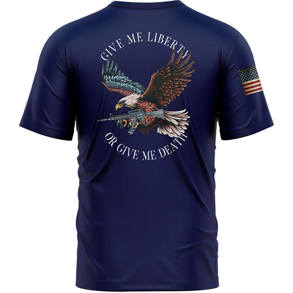 Give Me Liberty Or Give Me Death Custom Navy American Patriot Name T-Shirt
