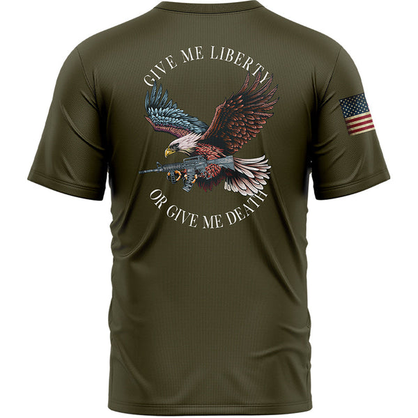 Give Me Liberty Or Give Me Death Custom Olive American Patriot Name T-Shirt