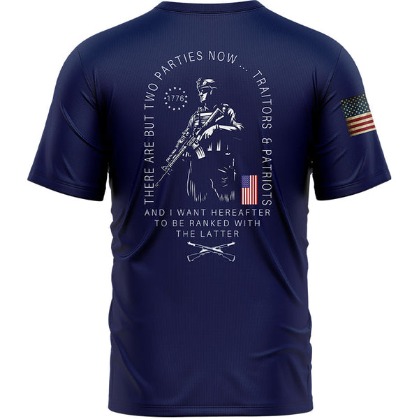 There Are But Two Parties Now Traitors & Patriot And I Want Hereafter To Be Ranked With The Latter Custom Navy American Patriot Name T-Shirt