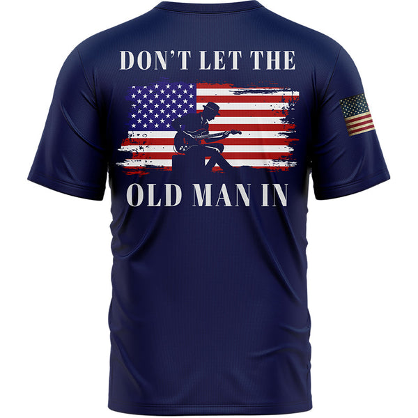 Don't Let The Old Man In Custom Navy American Patriot Name T-Shirt