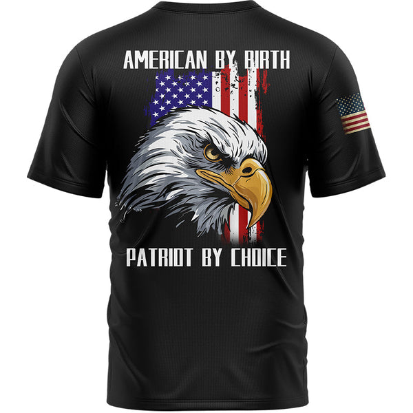 American By Birth Patriot By Choice Custom Black American Patriot Name T-Shirt